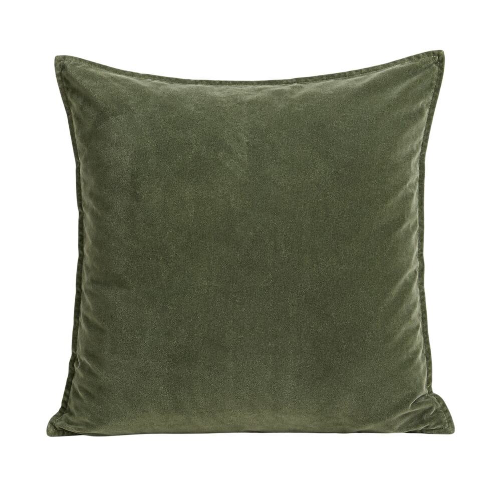 Crate & Barrel Tempo Thyme Green Velvet Pillow Cover 20x20 Modern Decor